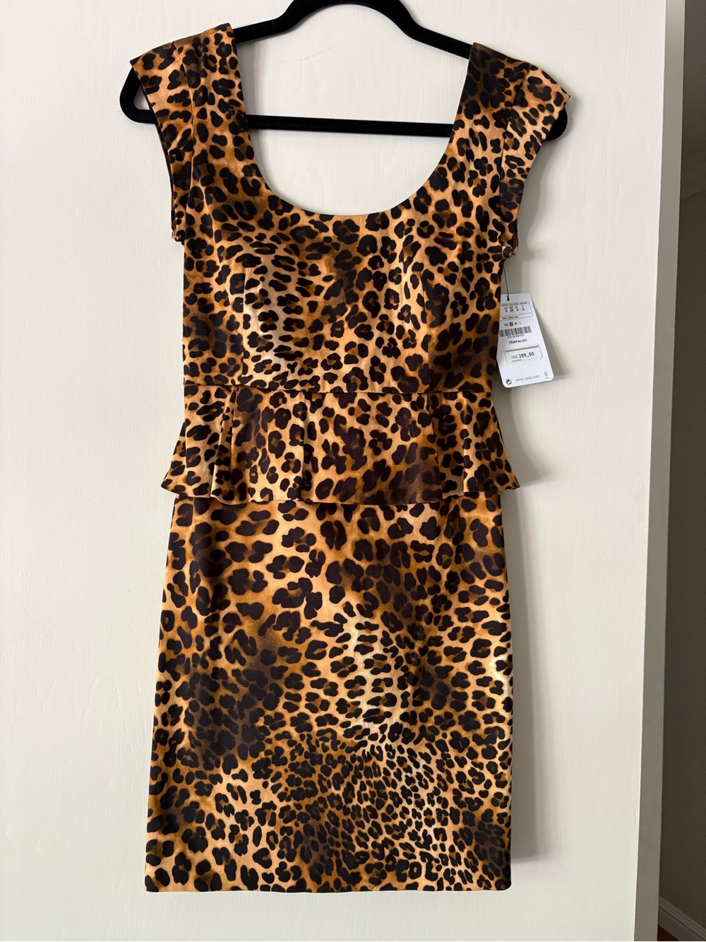 Zara Trafaluc Leopard Print Peplum Sheath Dress